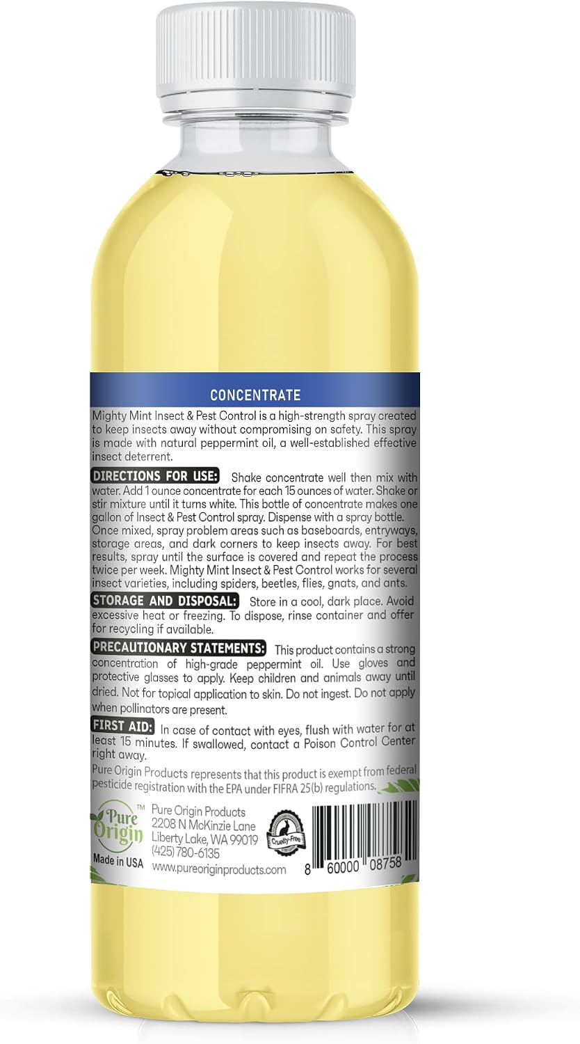 Mighty Mint Peppermint Oil Insect Repellent Spray, 16 oz | Natural Indoor & Outdoor Bug Control for Spiders, Ants, Roaches, Plant-Based, Extra-Strong Formula with Microfiber Cloth