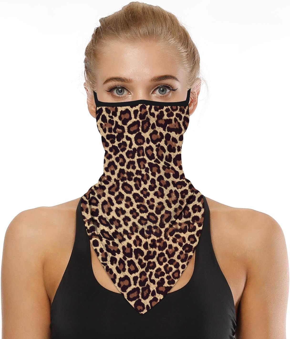 YAYOUREL Neck Gaiter Face Mask Bandanas for Men Women UV Face Scarf Cover Ear Loop Hole Facemask for Fishing Running Cycling