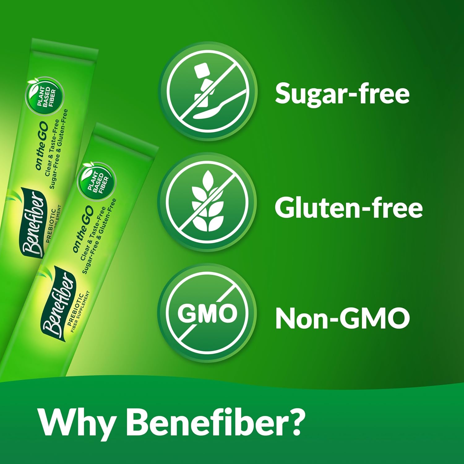 Benefiber On The Go Prebiotic Fiber Supplement Powder for Digestive Health, Daily Fiber Powder