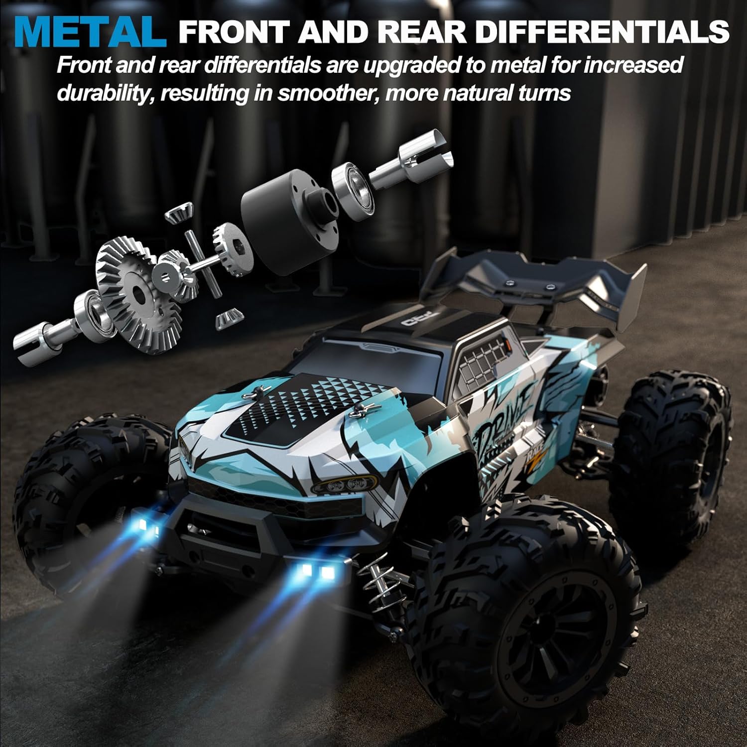1:16 Scale Brushless RC Car - 50+ MPH High Speed All Terrain Off-Road Monster Truck for Adults & Teens 14+ | 2.4GHz, 2X LiPo Batteries