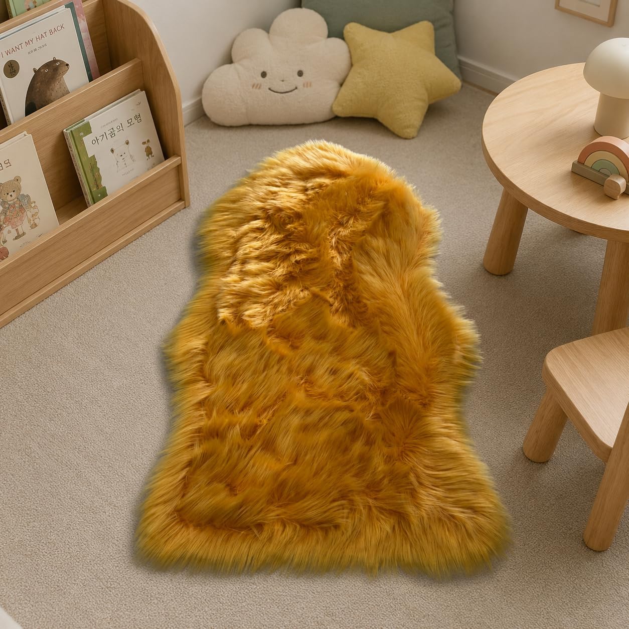 EasyJoy Ultra Soft Fluffy Shaggy Area Rug Faux Fur Rug Chair Cover Seat Pad Fuzzy Area Rug for Bedroom Floor Sofa Living Room (2 x 6 ft Sheepskin