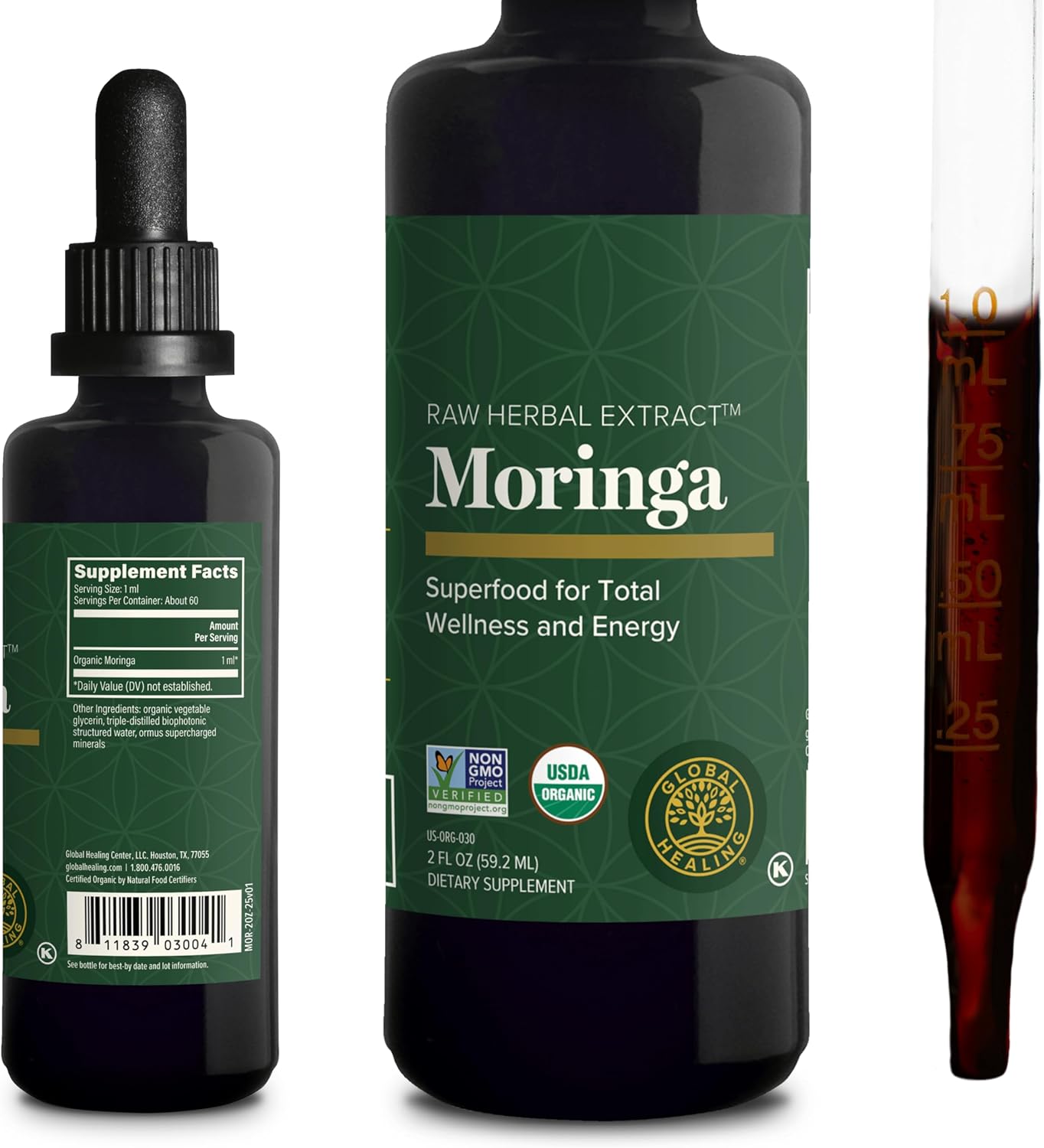 Moringa Oleifera Liquid Extract Drops, Organic, Vegan, Max Absorption
