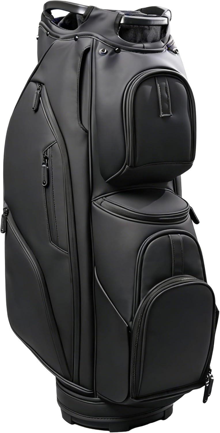 14-Way Full Length Dividers Golf Cart Bag - Waterproof Synthetic Leather Golf Bag with 15 Pockets, Durable Golf Club Bag for Men & Women, Available in Black, Blue, Gray