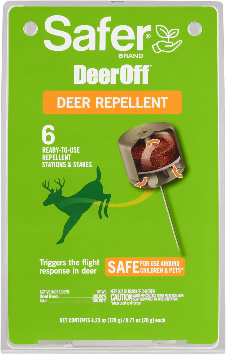 Safer Brand Deer-Off Repellent Stations, 6-Pack, Deer and Rabbit Repellent | 90-Day Coverage up to 192 Sq Ft, Animal Deterrent Stakes