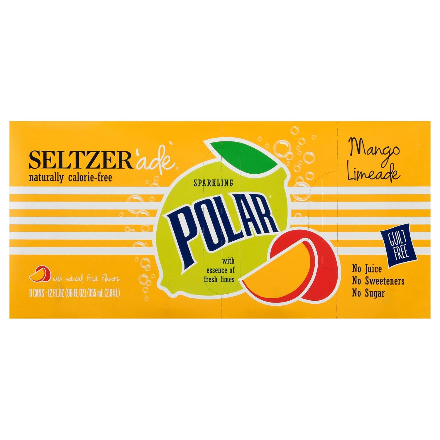 Polar Beverages, Seltzer Mango Lemonade, 12 Fl Oz, 8 Pack