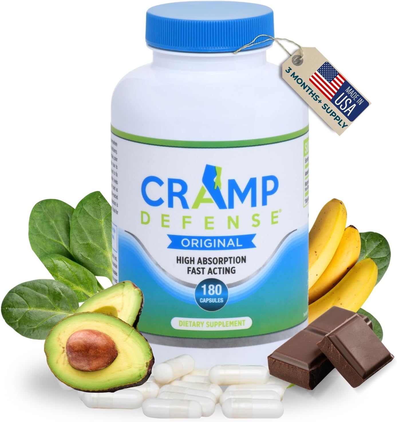 Cramp Defense® Leg Cramps Pills, Organic Magnesium Supplement for Muscles. | High-Absorbing, Non-Laxative, Relief for All Muscle Cramps