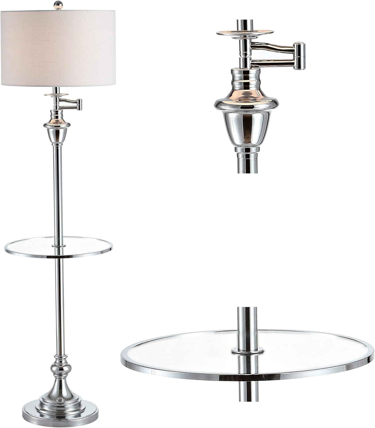 JONATHAN Y Cora 60" Metal Swing Arm Floor Lamp, Oil Rubbed Bronze/Clear