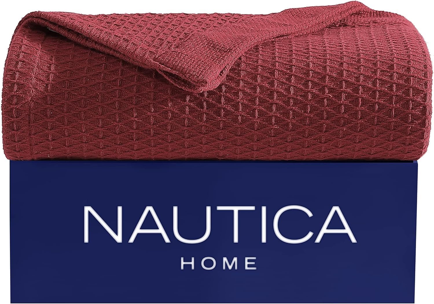 Nautica - Queen Blanket, Diamond Weave Cotton Bedding, Medium-Weight for All Seasons, Oeko-Tex Certified (Baird Navy)