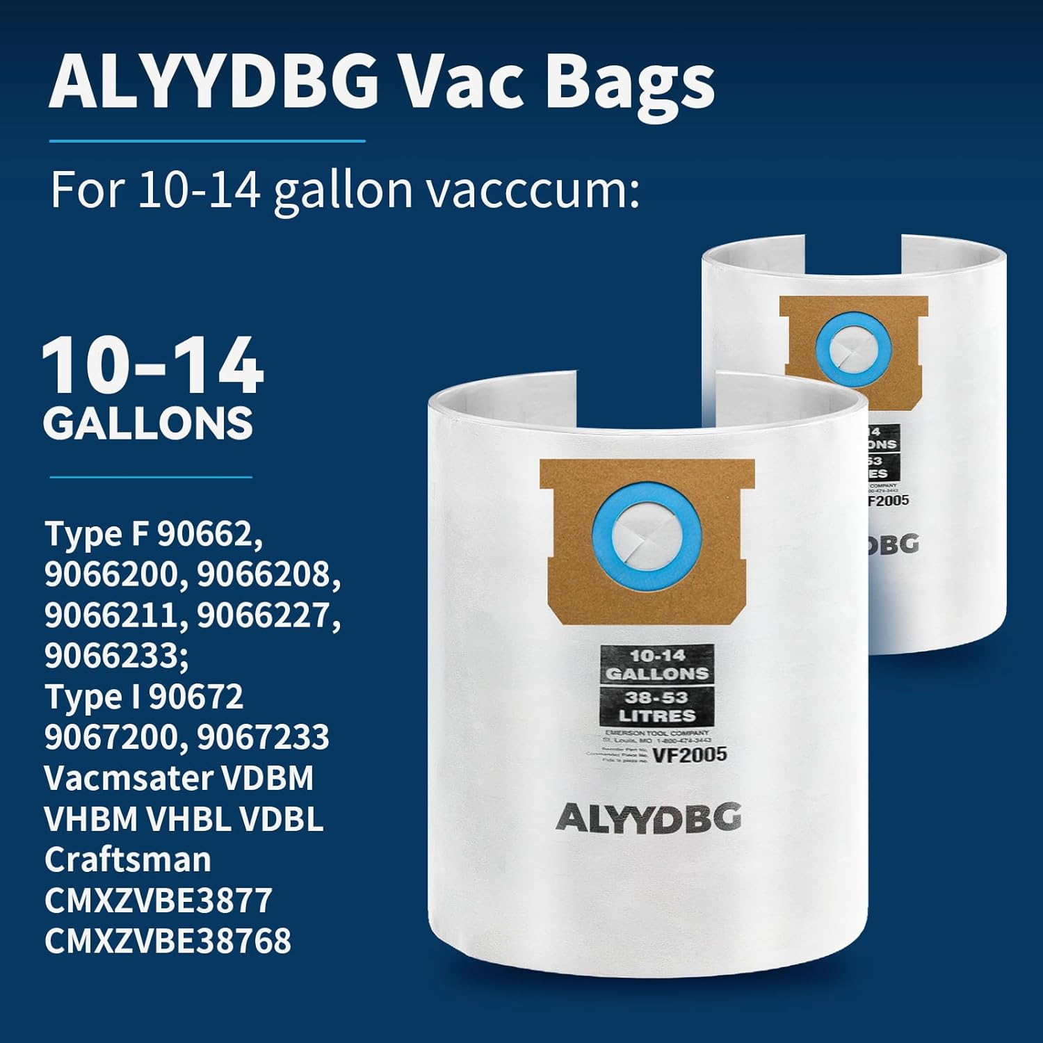 5 PCS Shop Vac Bags 5-8 Gallon Type E/H 90661 90671 Vac Bags by ALYYDBG
