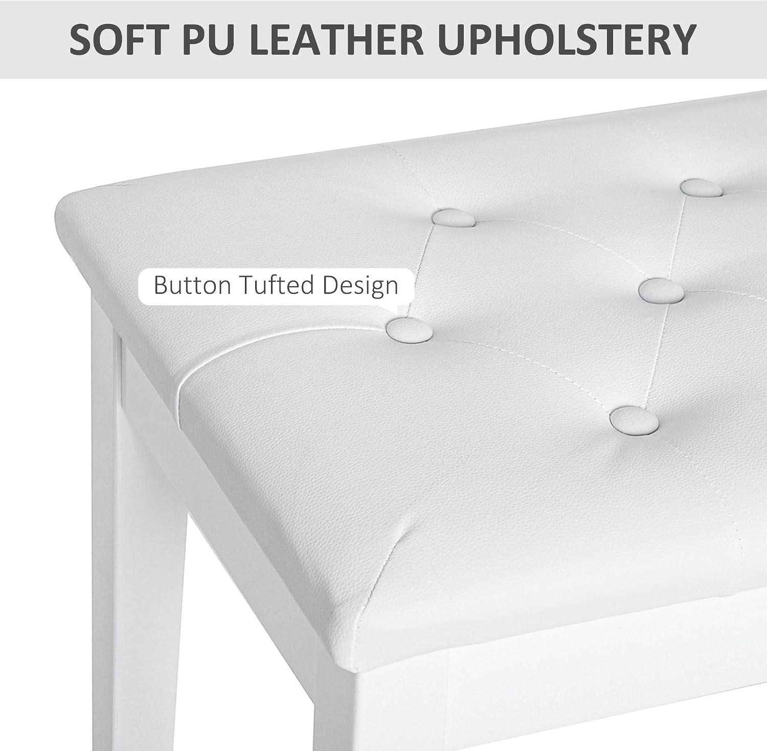 HOMCOM Piano Bench with Faux Leather Padded Cushion, Chestnut Brown | Duet Piano Chair, Wooden Frame, Button Tufted Keyboard Bench
