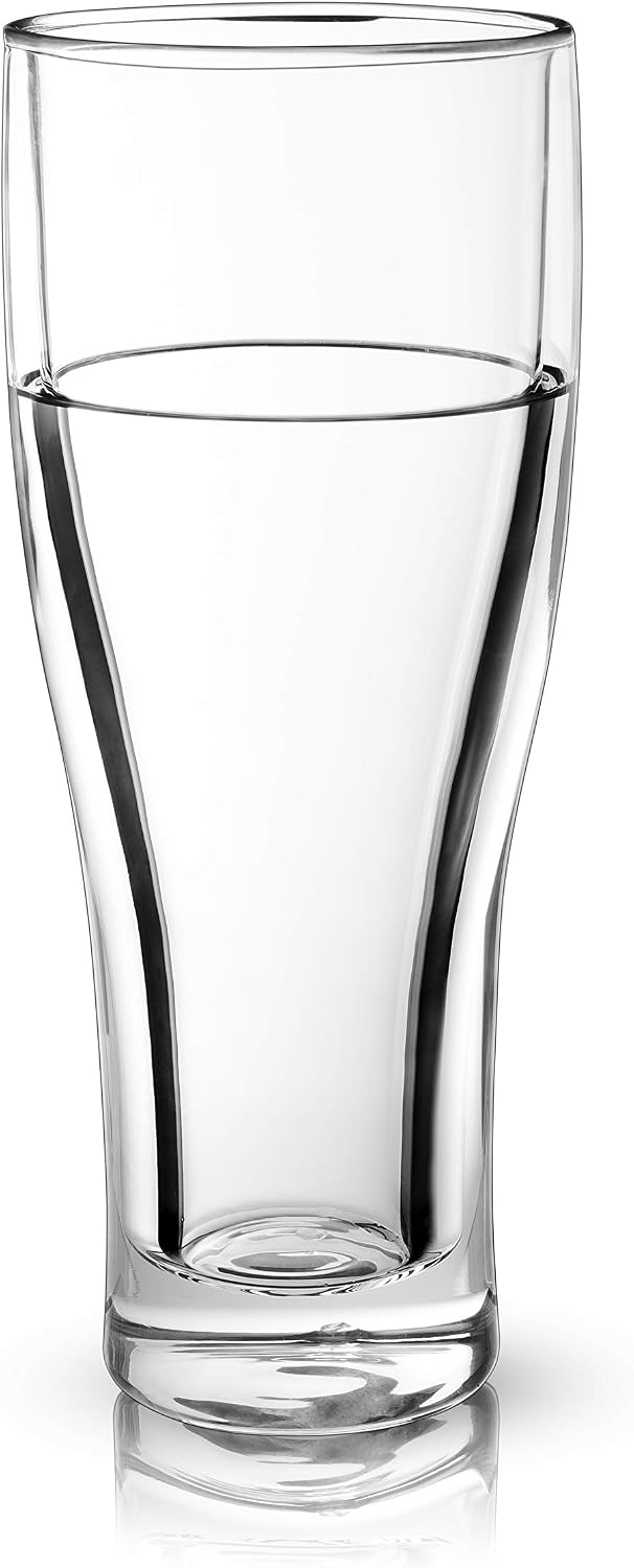 Viski Glacier Double Walled Beer Glass with Active Cooling Gel, Perfect for Cold Drinks at Indoor and Outdoor Parties, Special Occasions, Home Bar Accessories, Great Gifts for Men, 16 oz, Set of 1