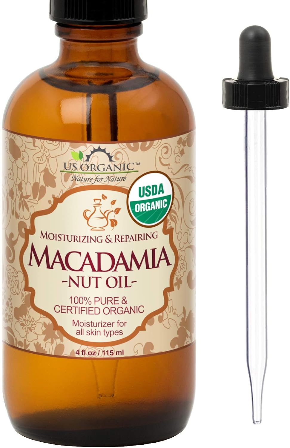 US Organic Moroccan Argan Oil, USDA Certified Organic,100% Pure & Natural, Cold Pressed Virgin, Unrefined, 2 Oz in Amber Glass Bottle, for Hair treatment, Skin, Nail, Cuticle, Sourced from Morocco.