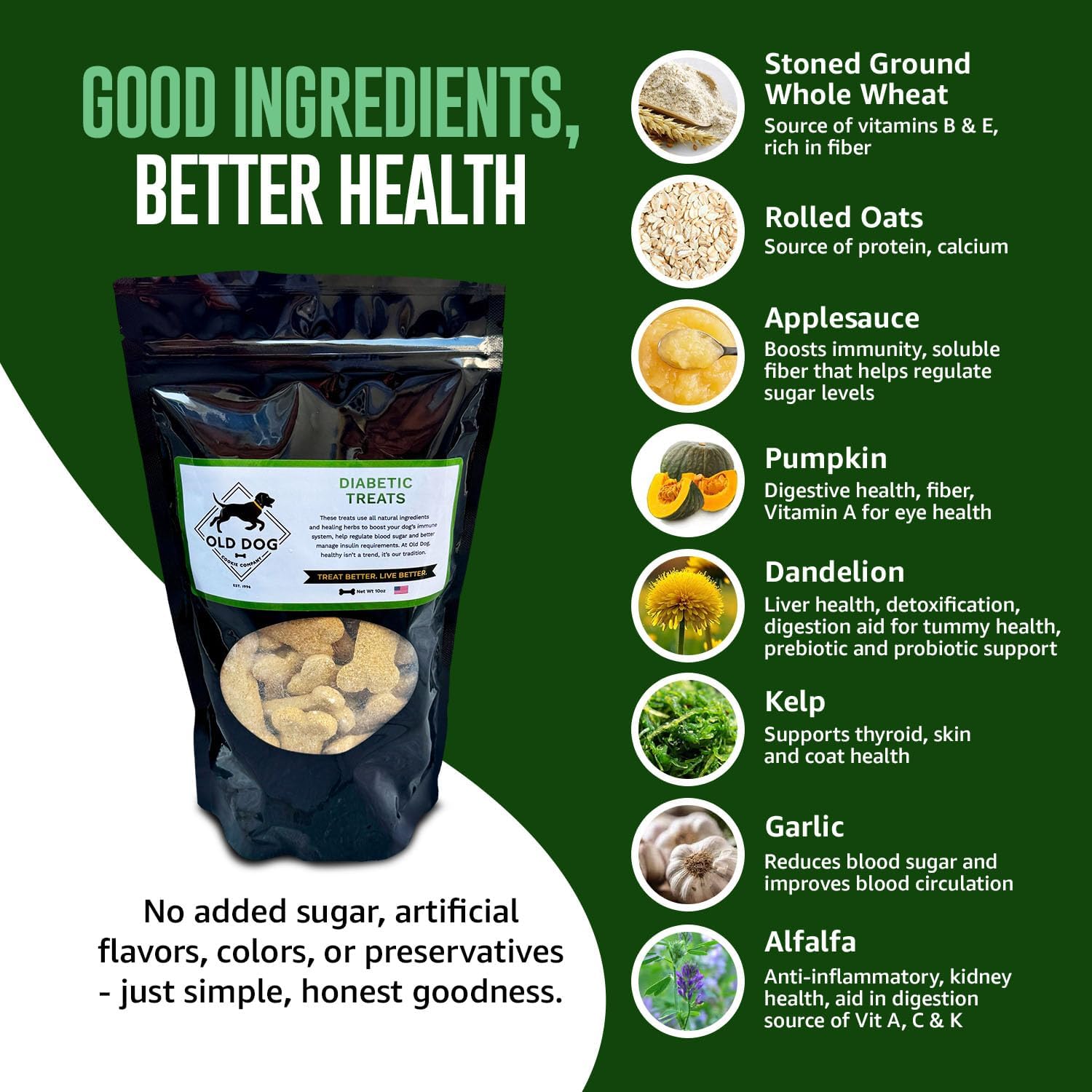 Old Dog Cookie Company All Natural Diabetic Dog Treats – Vet Approved Dog Snacks | Best Healthy Chews for Dogs, Top Treat for Dogs | Low Glycemic