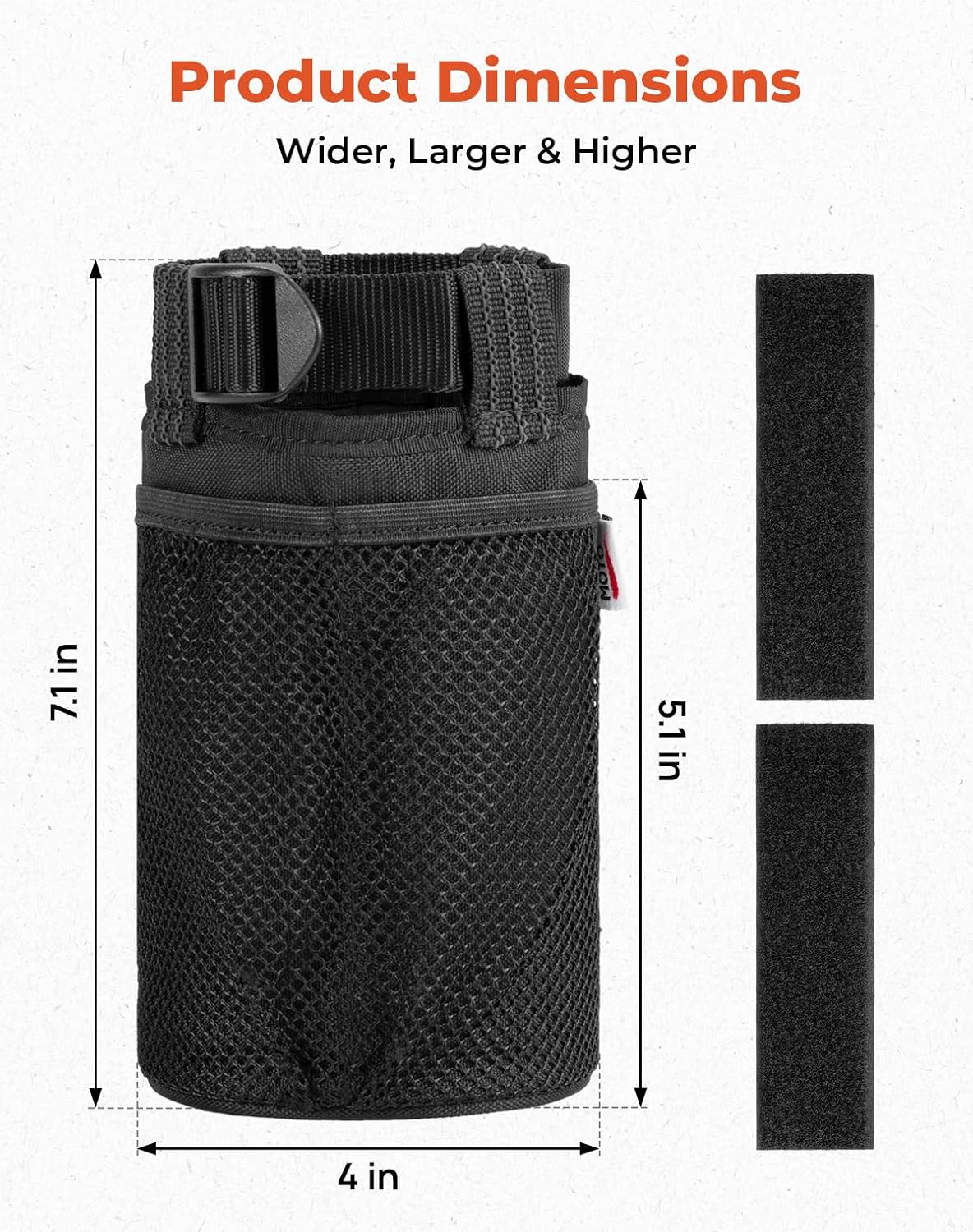 KEMIMOTO 2 Pack Cup Holder, Roll Bar Cup Holder for UTVs | Fit for Wheelchair Scooter Walker Rollator Bike Golf Cart Boat with Mesh Pockets and Sticky Straps