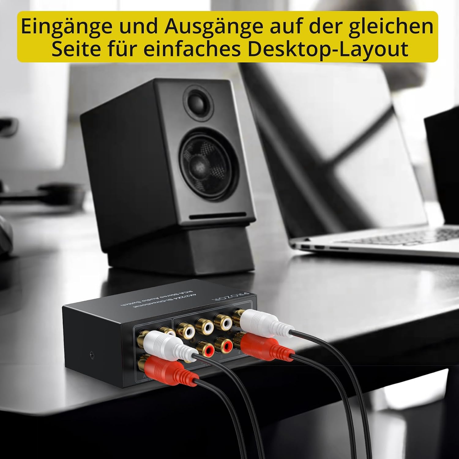 PROZOR RCA Stereo Audio Switcher - 2 in 1 Out R/L Stereo Audio Switch