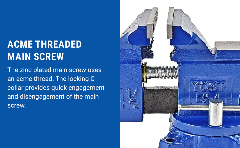 Make sure vise is securely mounted to the workbench and the swivel base lock is secure.