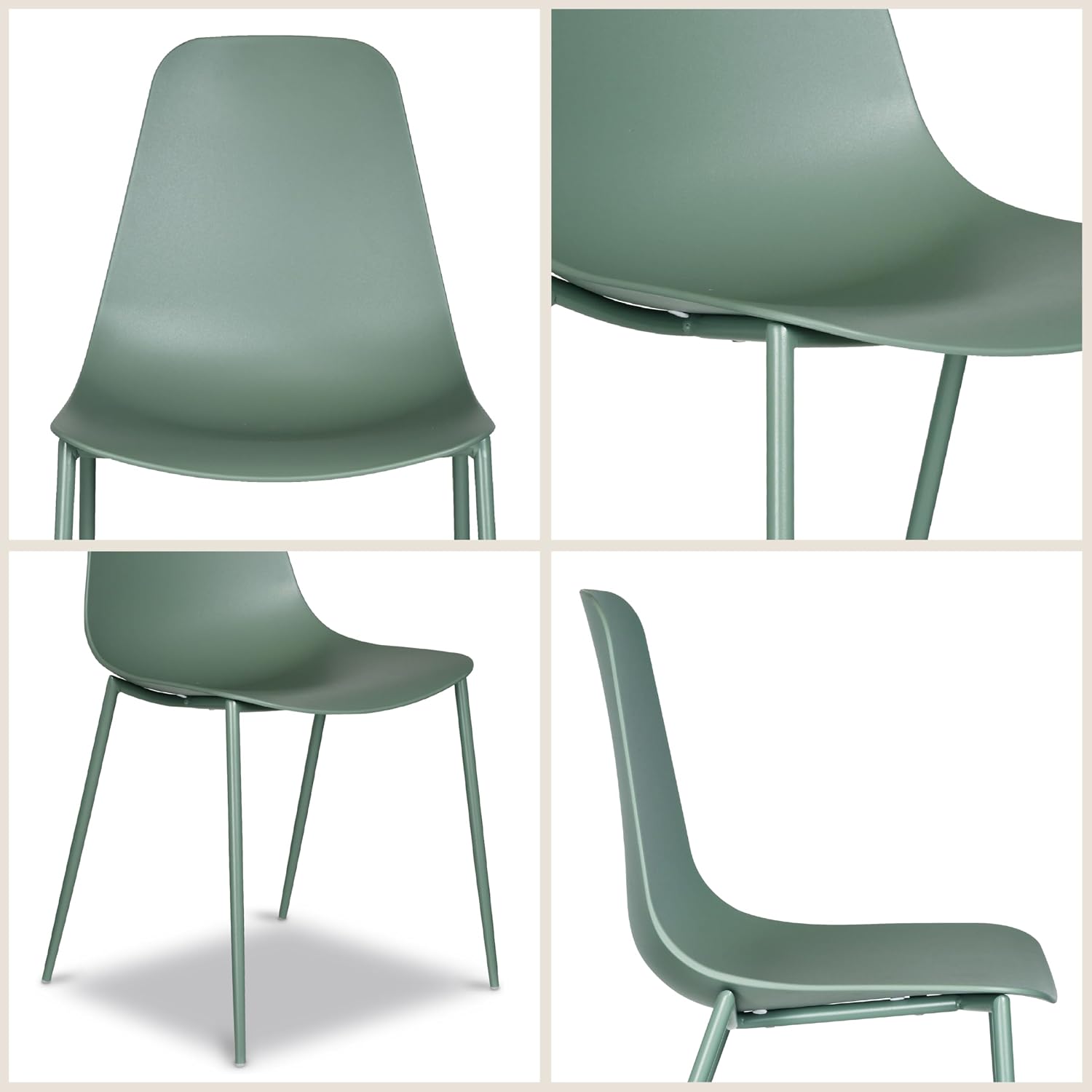 Poly & BARK Isla Modern Kitchen Chairs Set of 4 - Plastic Dining Chair with Metal Legs - Quick Assembly Simple Cafe Chairs Plastic for Indoor or