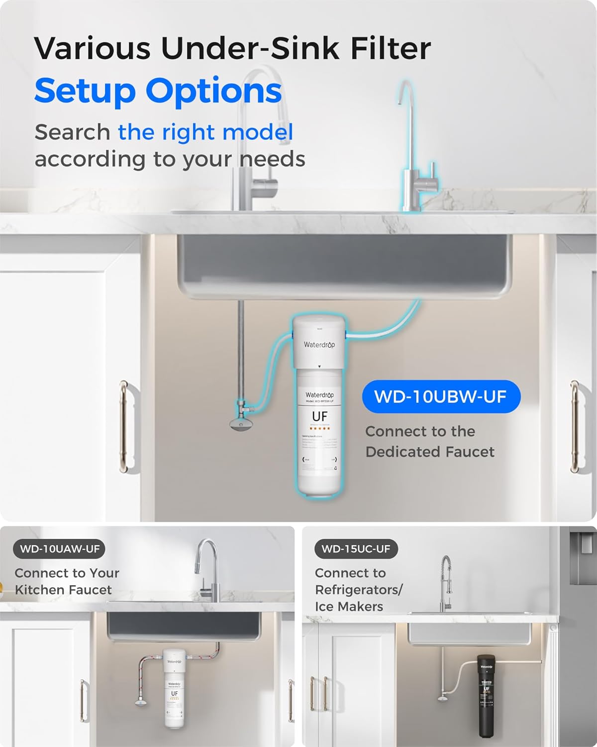 Waterdrop 10UB Under Sink Water Filter System with Dedicated Faucet