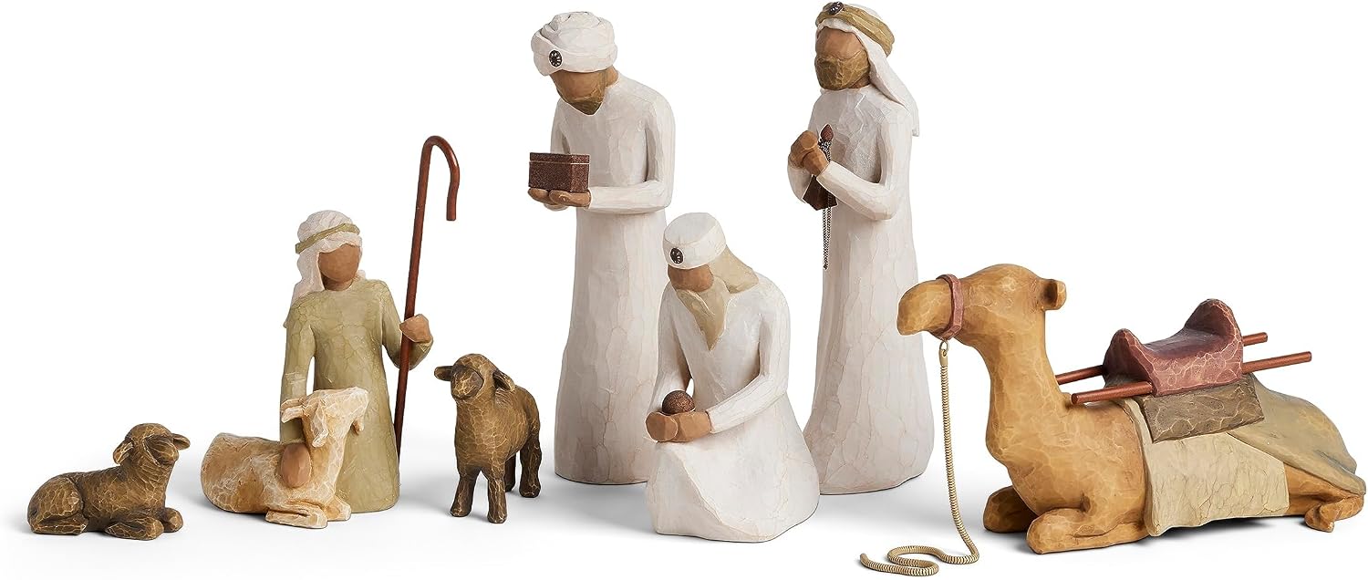 Willow Tree Shepherd and Stable Animals, Sculpted Hand-Painted Nativity Figures, 4-Piece Set | Designed by Artist Susan Lordi, Build the Nativity Scene, a Timeless Holiday Tradition to Display on Mantel or Tabletop