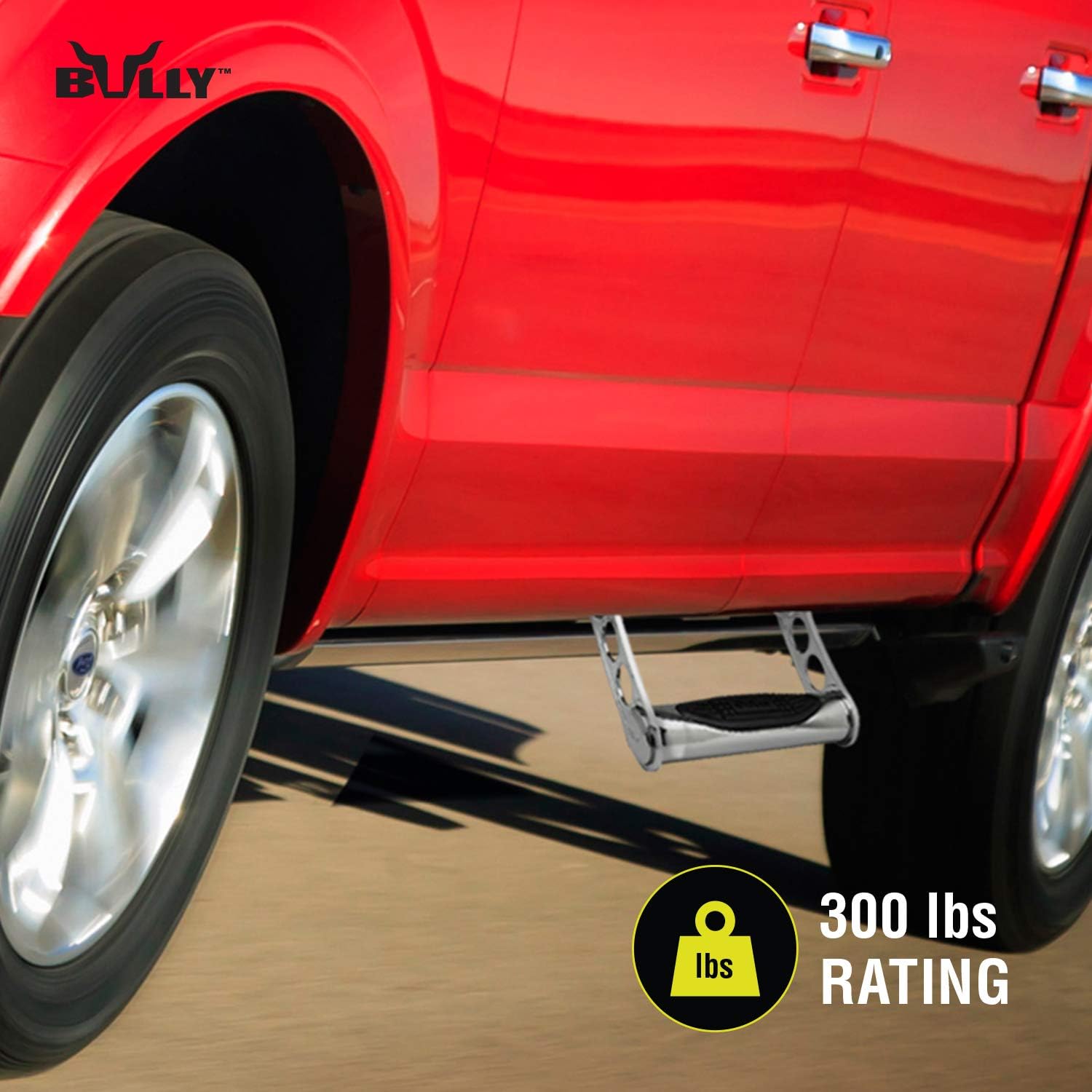Bully AS-500S Polished Stainless Adjustable Side Step, Single | Universal fit truck running board for Chevy, Ford, Toyota, GMC, Dodge RAM and Jeep