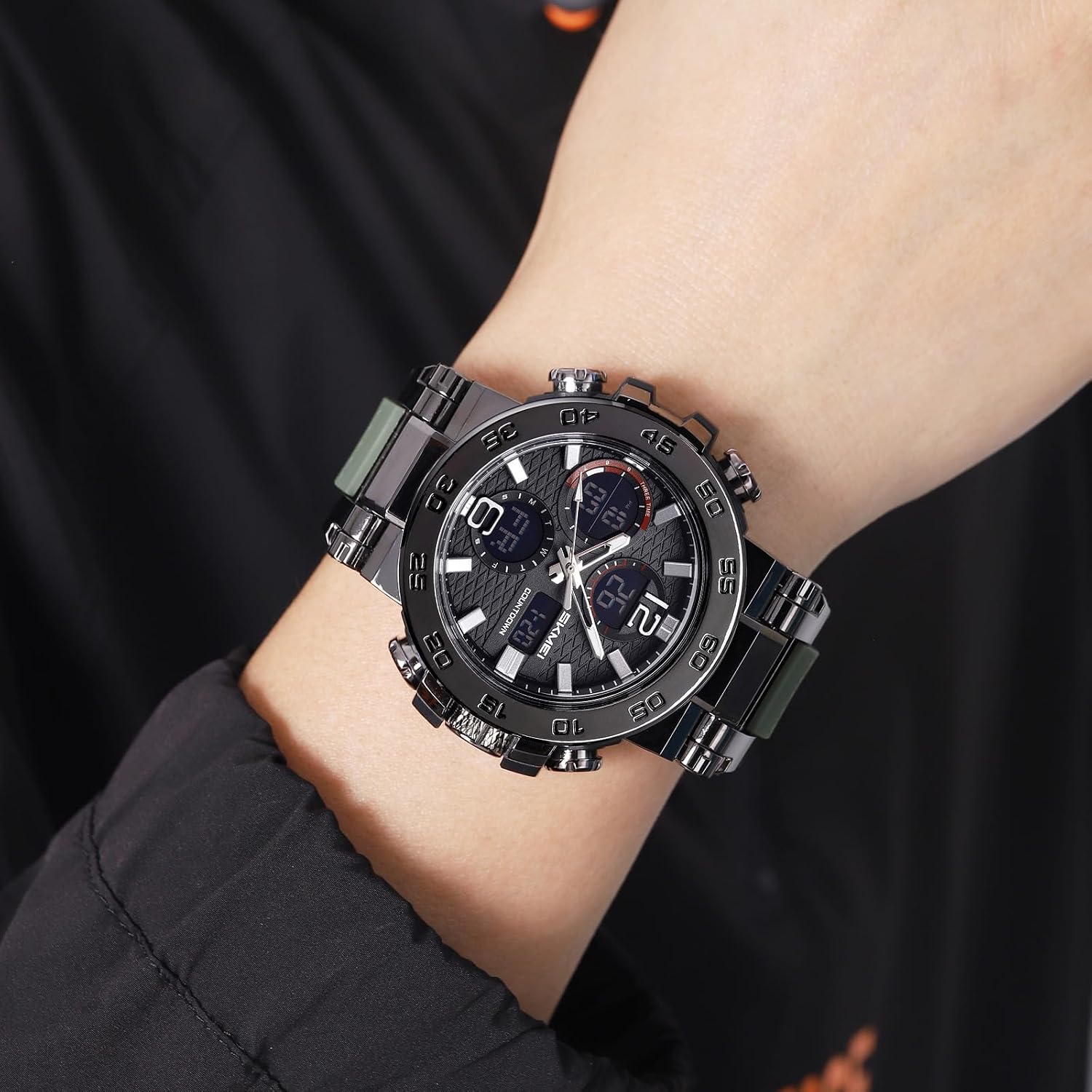 FANMIS Men's Analog Digital Sport Watch Military Dual Display 50M LED Watch | Men's Dual Display Sports Watches With Led Backlight Alarm Stopwatch 12/24h Time Outdoor Running Swimming