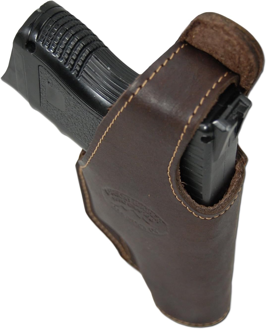 New Barsony Brown Leather OWB Belt Clip Holster for Compact, Sub Compact 9mm 40 45