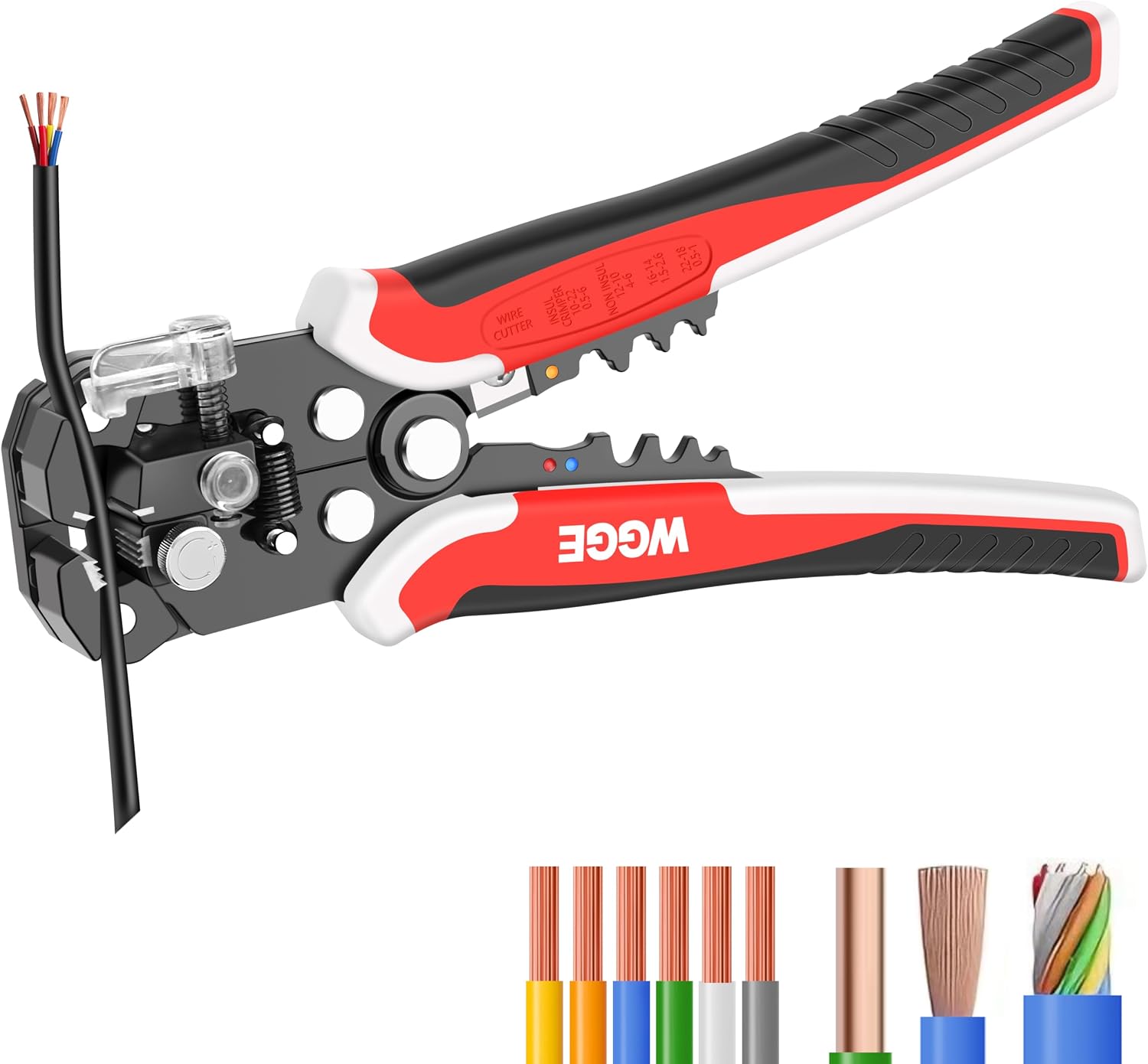 WGGE WG-014 Self-Adjusting Insulation Wire Stripper. For stripping wire from AWG 10-24, 3 in 1 Automatic Wire Stripping Tool/Cutting Pliers Tool