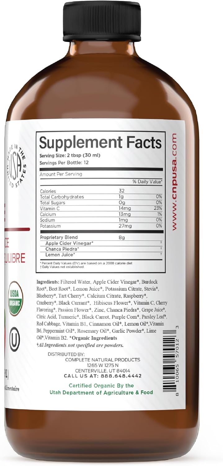CNP | Kidney Complete Liquid 16oz - ACV, Lemon, Chanca Piedra Cleanse Aid | Kidney support liquid with apple cider vinegar, lemon and organic chanca piedra for daily cleanse and detox routines