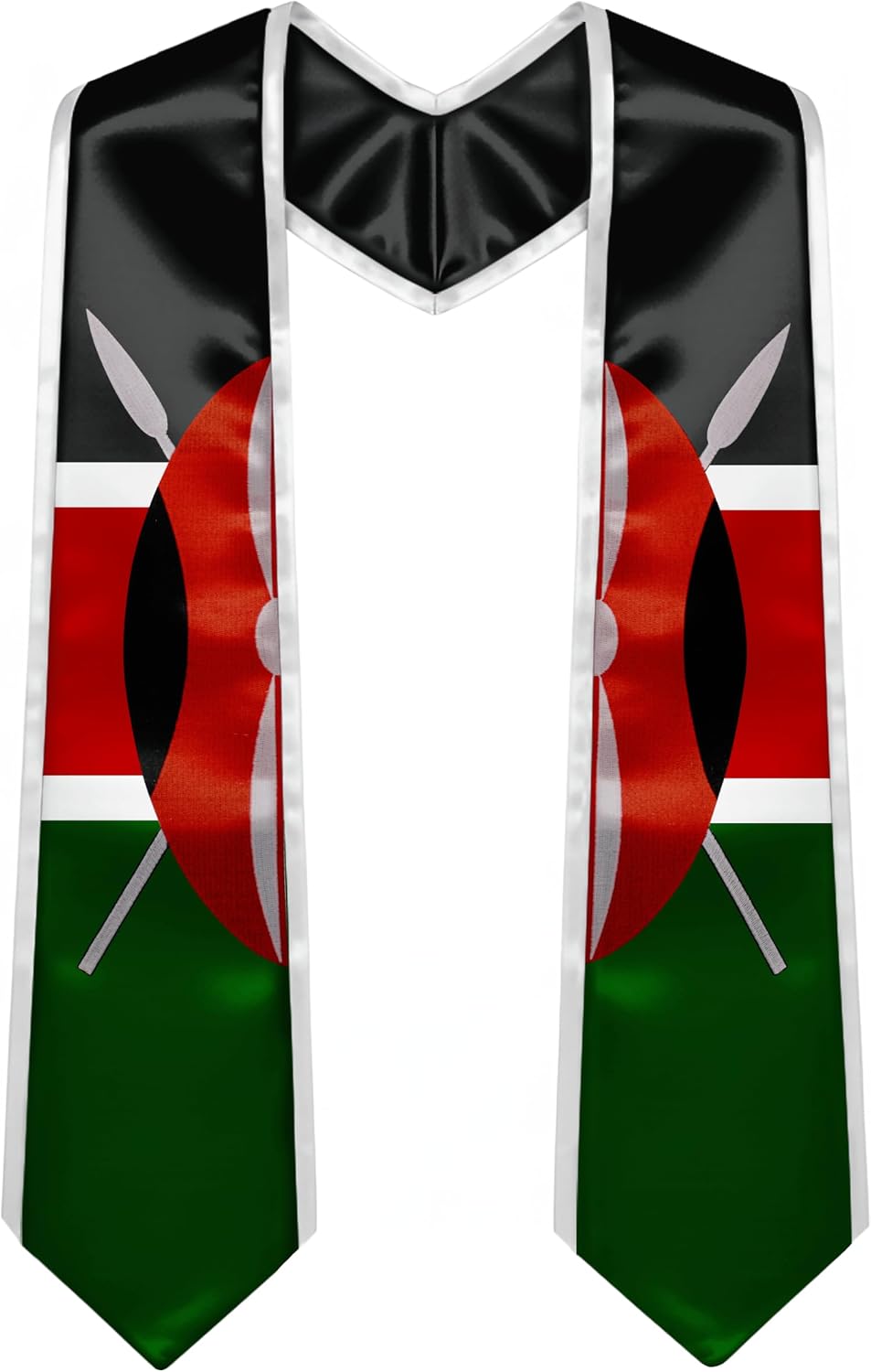 YOXEULL National Flag Embroidered Graduation Stole with Trim, Graduation Sash Graduates Gift, 72"