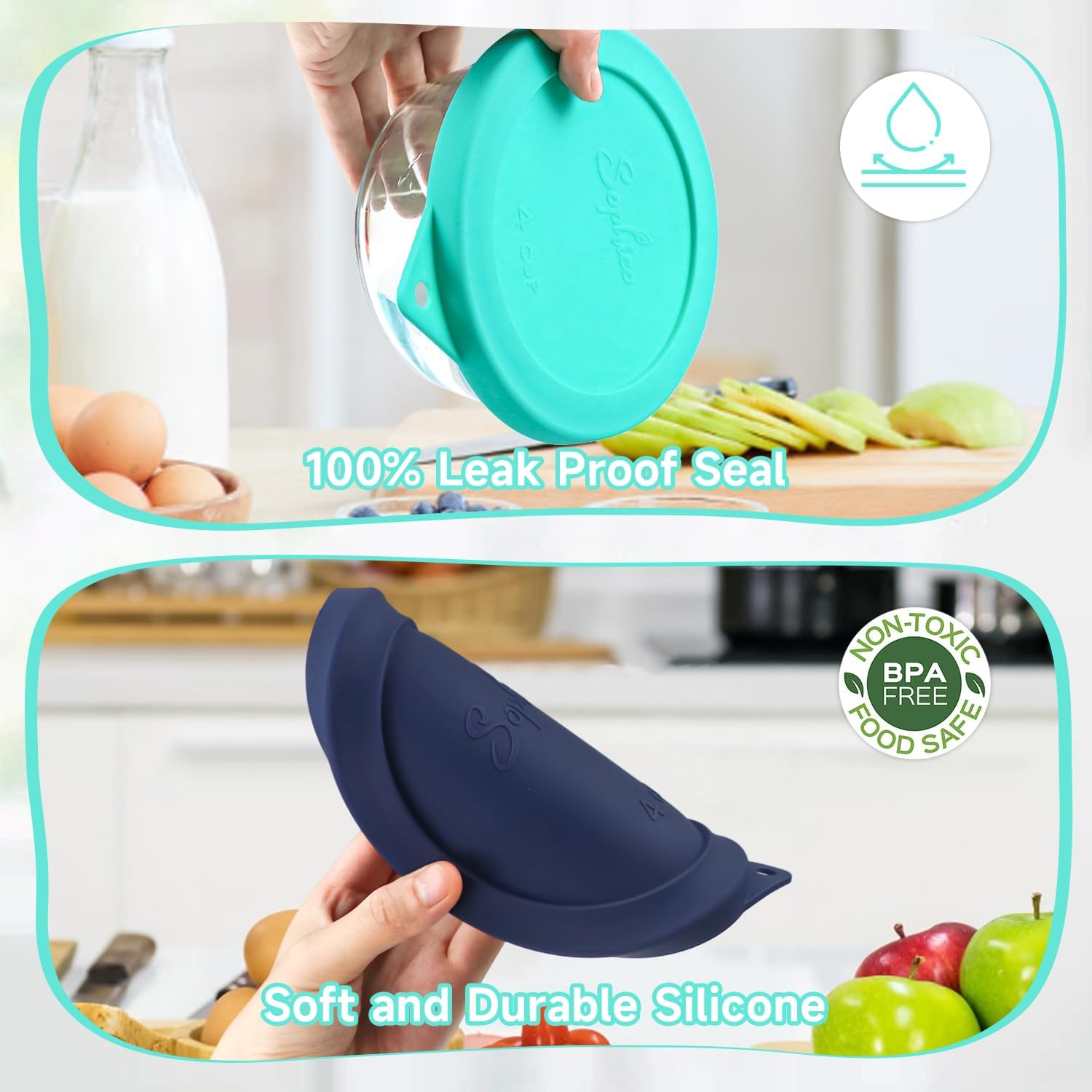SOPHICO 4 Cup Silicone Lids Replacement for Pyrex & Anchor Hocking 7201-PC
