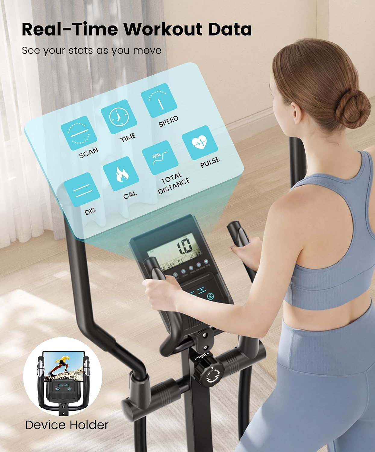 Dripex Elliptical Machine, Hyper-Quiet Magnetic Elliptical for Home | Ultra-Smooth Elliptical Exercise Machine, 15.3" Stride, 16-Level Resistance, 265 LB Capacity, 17.6 LBS Flywheel, Pulse Sensor