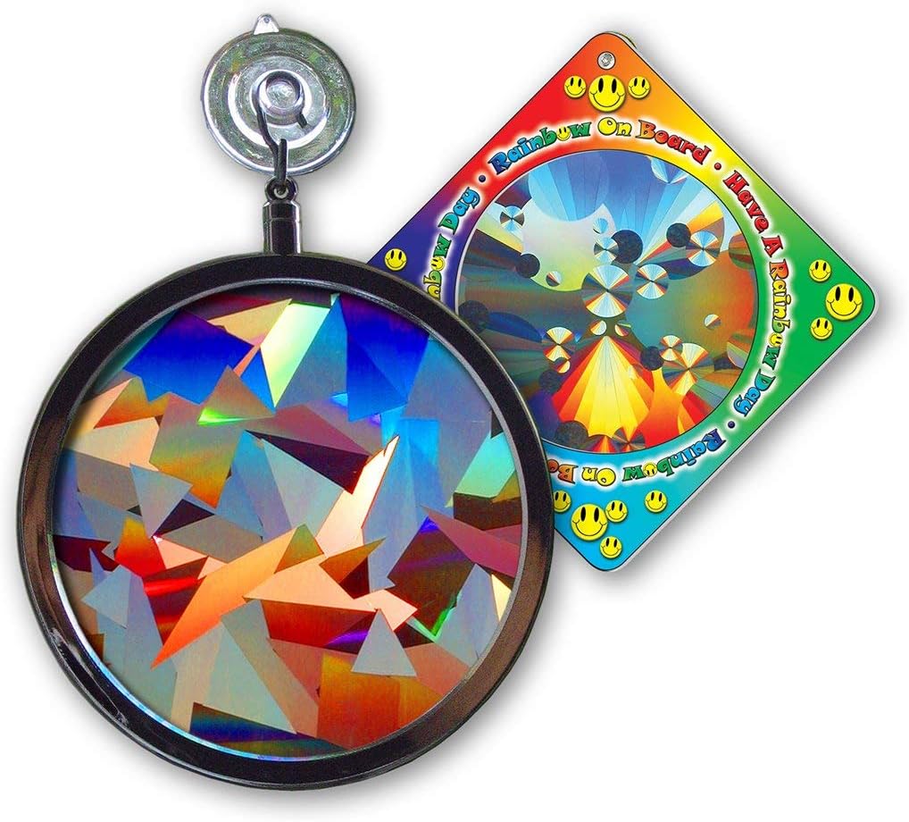 Rainbow Symphony- Rainbow Prism Suncatcher for Window, Crystal Pattern, Includes a Bonus Rainbow on Board Sun Catcher, Made in USA
