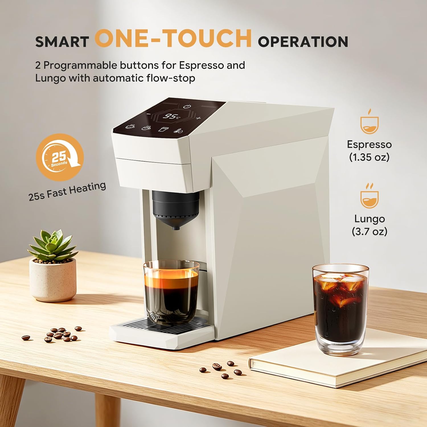 Max Espresso Coffee Maker for K-Cup, Espresso Machine for Nespresso Original Coffee Pods, Ground Coffee, Machine for Cappuccino & Latte