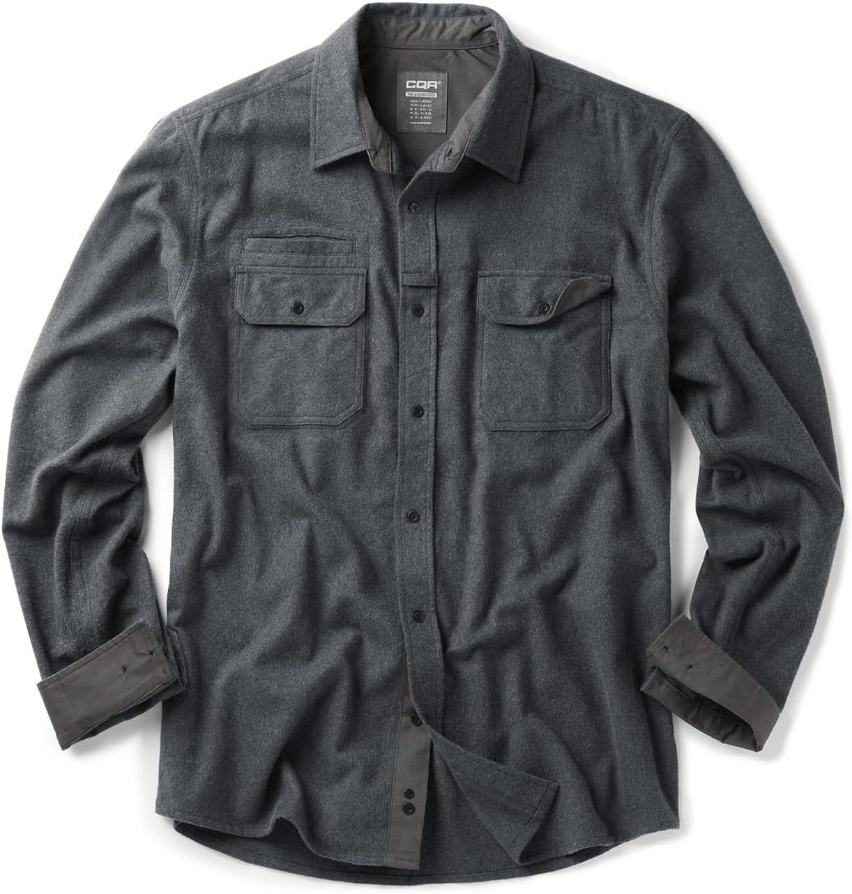 CQR Men's 100% All Cotton Button Down Flannel Shirts, Long Sleeve Brushed Warm Soft Casual Outdoor Plaid Shirt