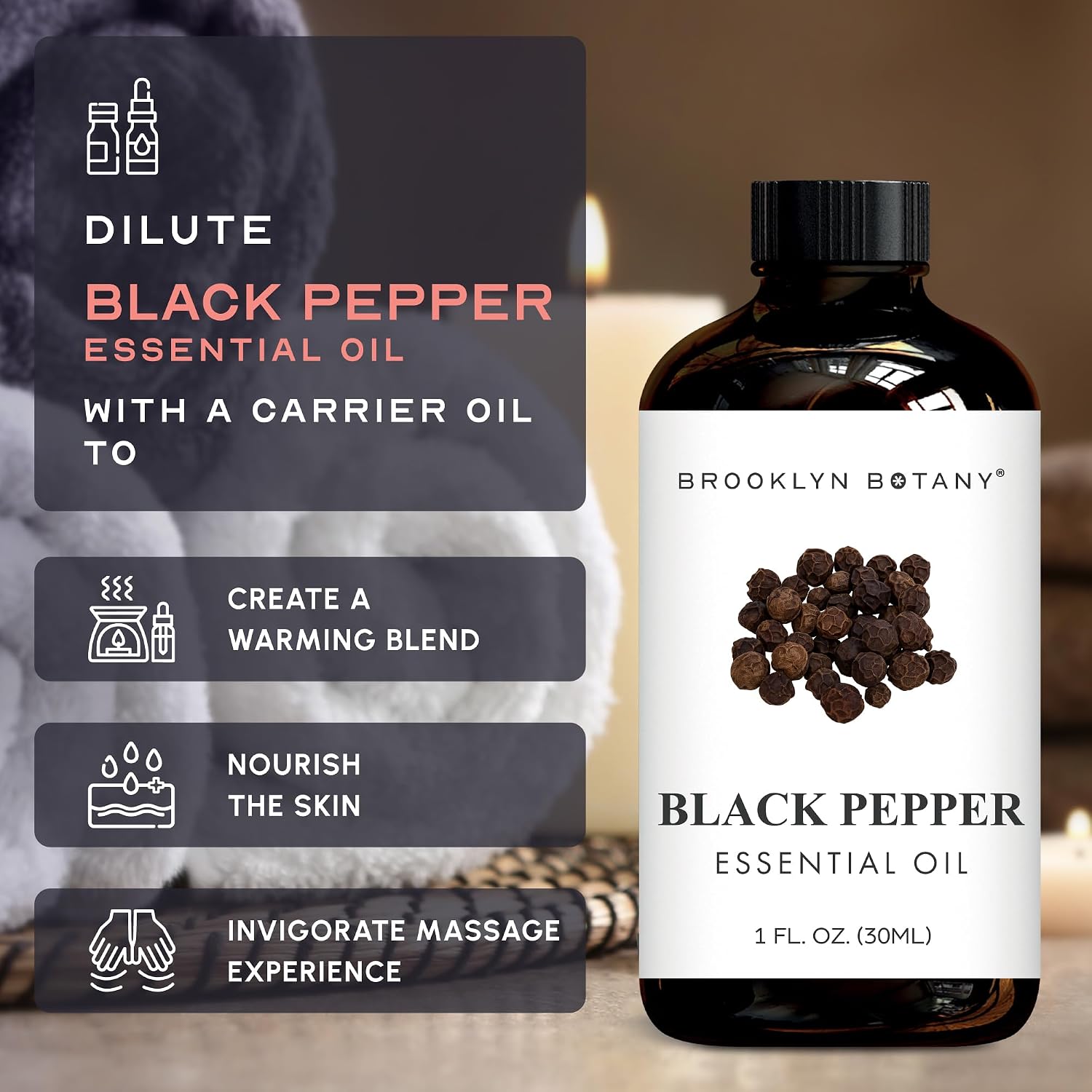 Brooklyn Botany Peppermint Essential Oil - Huge 4 Fl Oz - 100% Pure and Natural - Premium Grade with Dropper - for Aromatherapy and Diffuser