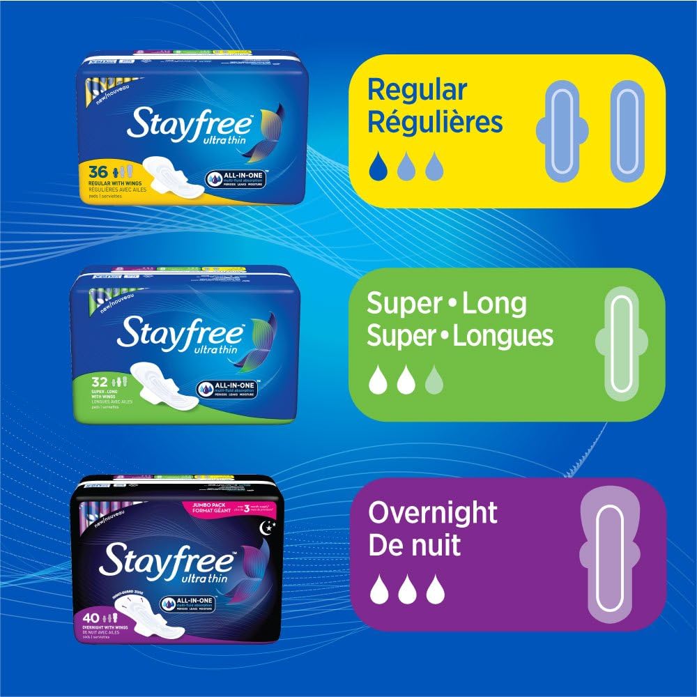 Stayfree Ultra Thin Overnight Pads with Wings - 14 Ct (Pack of 2)