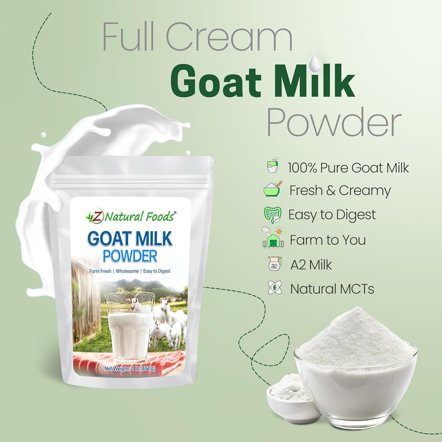 Z Natural Foods Premium Whole Milk Powder - Pasteurized Dry Milk, 5 lb