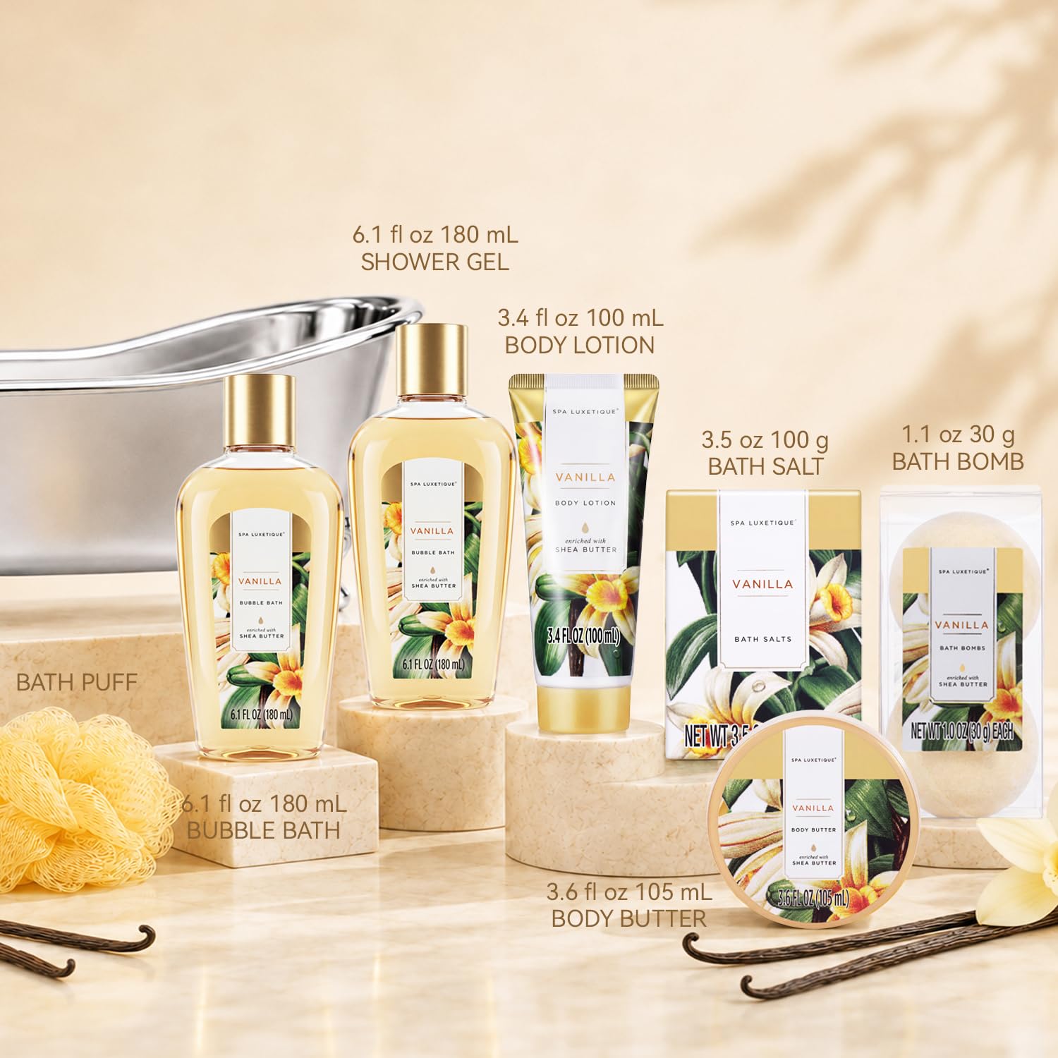 Self Care Gifts for Women, Spa Luxetique 8pcs Daisy Bath and Body Gift Baskets for Her, Bath Set with Bubble Bath, Lotion, Christmas Gifts for Mom