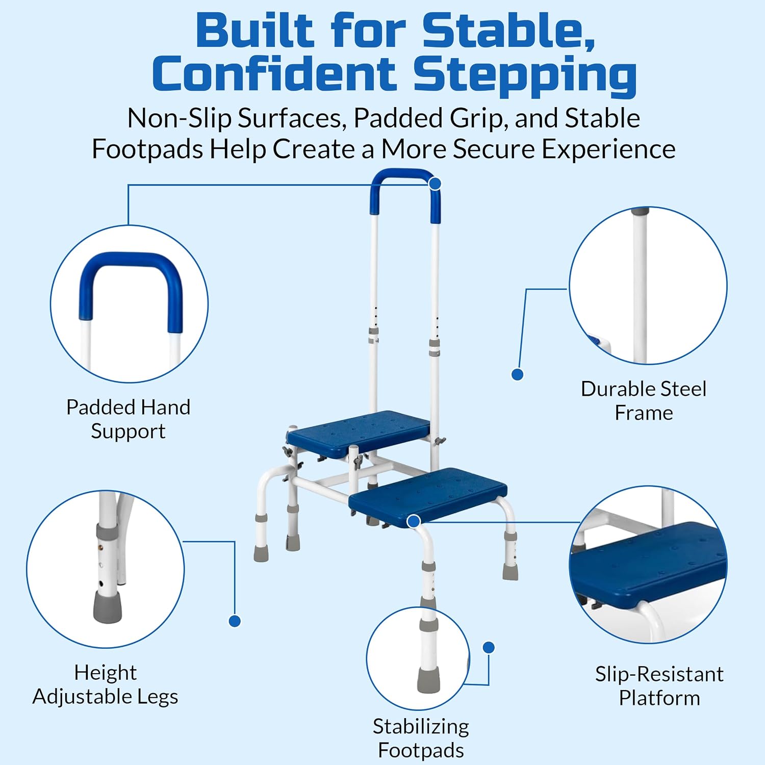 Step Stool with Handle for Elderly, Bed Step Stools for Seniors WithHandles
