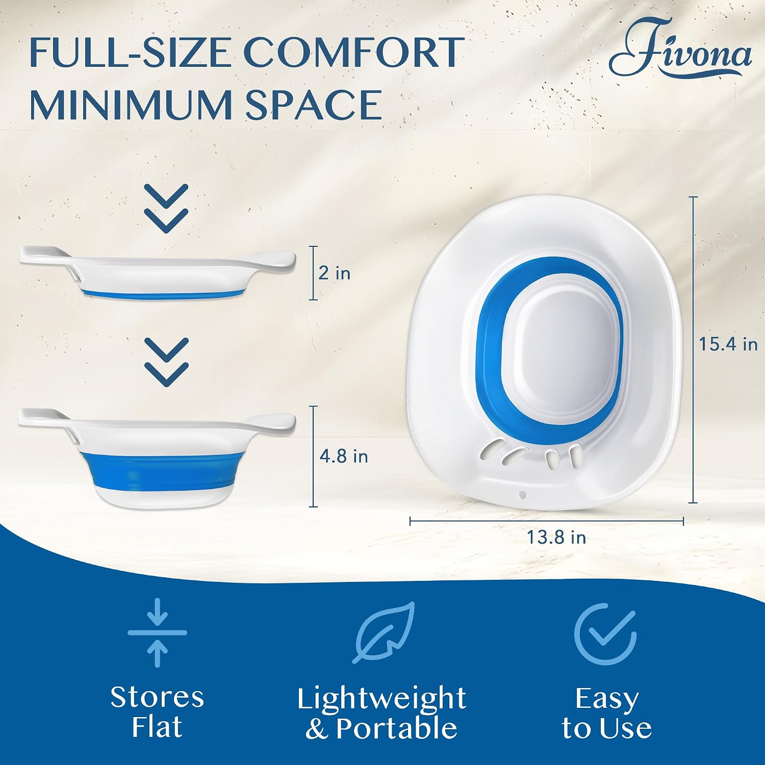 Fivona Sitz Bath for Toilet Seat Postpartum and Hemorrhoids Care - Yoni Steam Seat - Foldable Basin for Epsom Salt Soak - Portable Bidet BPA Free
