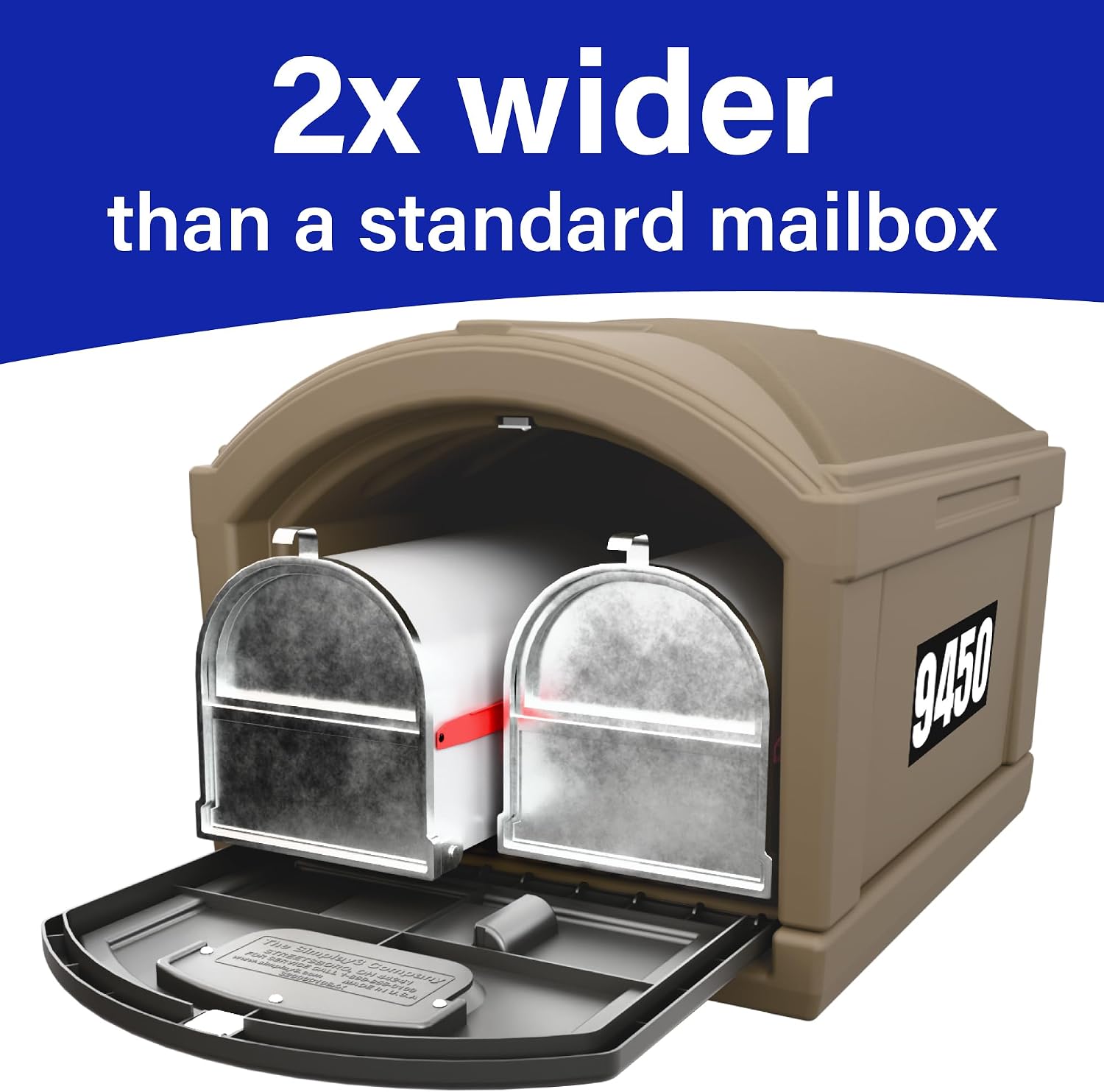 Simplay3 Rustic Home Plastic Residential Cabin Mailbox & Post Mount Combo Kit with 2 Access Doors - Sandstone, Made in USA