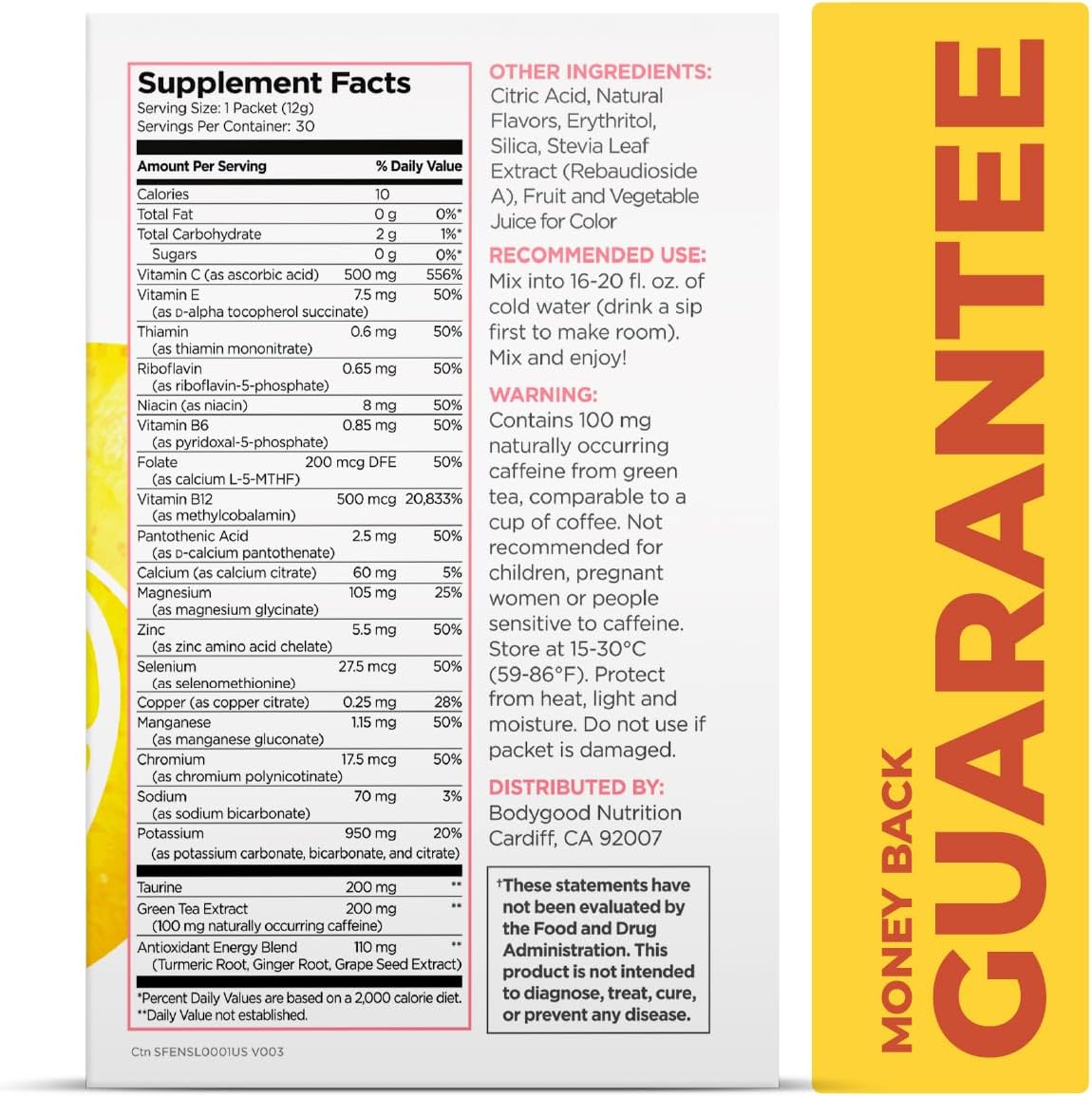 Pureboost Sugar-Free Clean Energy Booster Drink Mix, Citrus Sunrise 30ct | B12 vitamins, low sodium electrolytes & antioxidants. 25 vitamins and minerals. No sucralose.