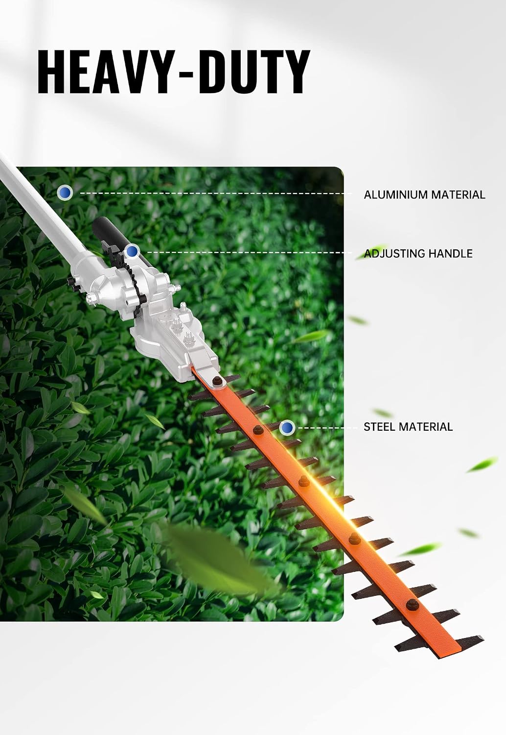 SUNSEEKER 16" Hedge Trimmer Attachment Universal, Dual Action Articulating,Heavy Duty Steel Material, 12 Angle Positon