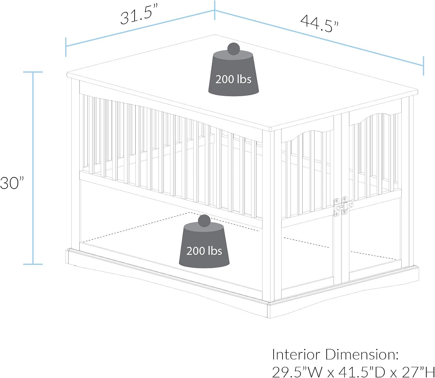 Casual Home Wooden Small Pet Crate, End Table, Espresso,19.5"W x 22.5"D x 22.5"H