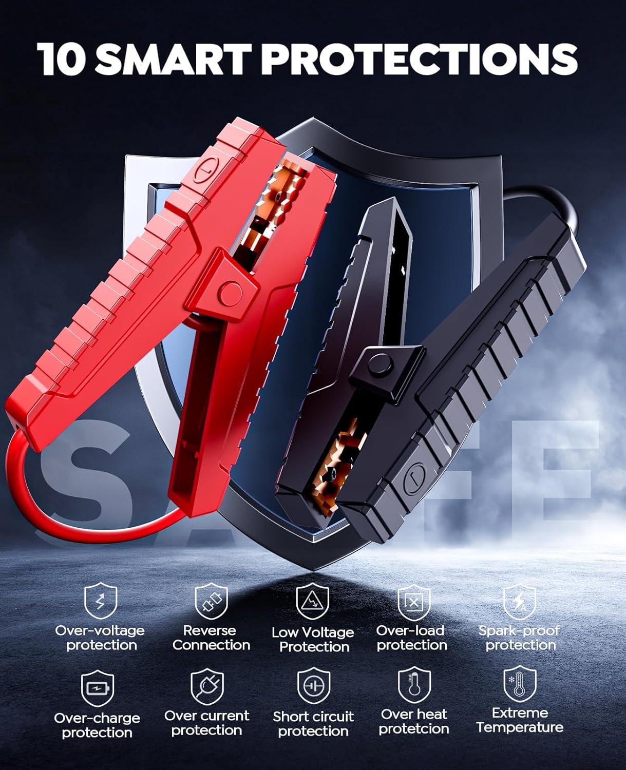Car Battery Jump Starter with Air Compressor 4500A 150PSI, Car Jumper Starter Portable (9L Gas/8L Diesel)
