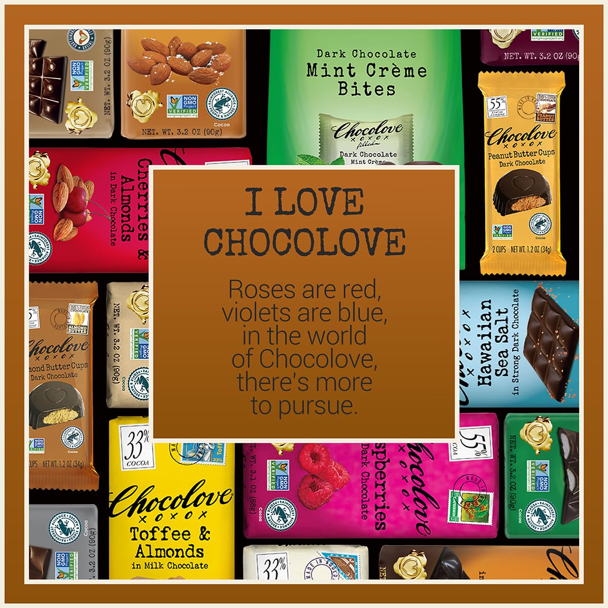 Chocolove Creamy Milk Chocolate Bars | 33% Cocoa | Crafted with Silky Premium Chocolate | Non-GMO, & Gluten-Free, 3.2 oz Bar (12 Pack)