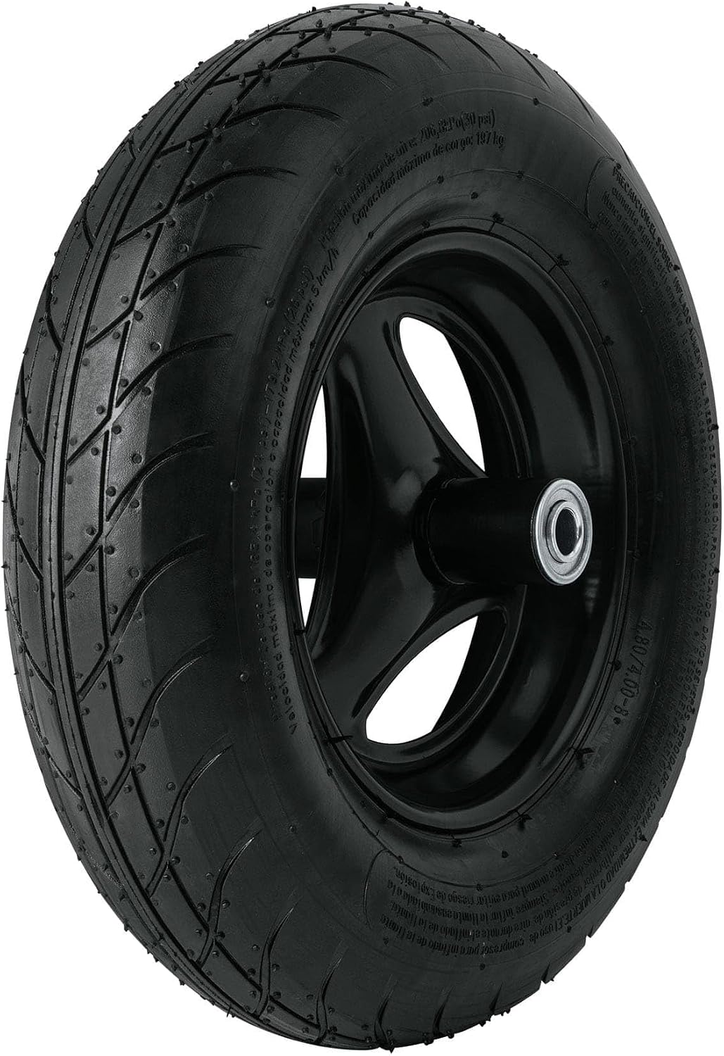Truper 16"x 4" Lightweight Wheelbarrow Replacement Tire Assembly | Heavy-Duty Pneumatic Wheel with Reinforced Rim, Axle