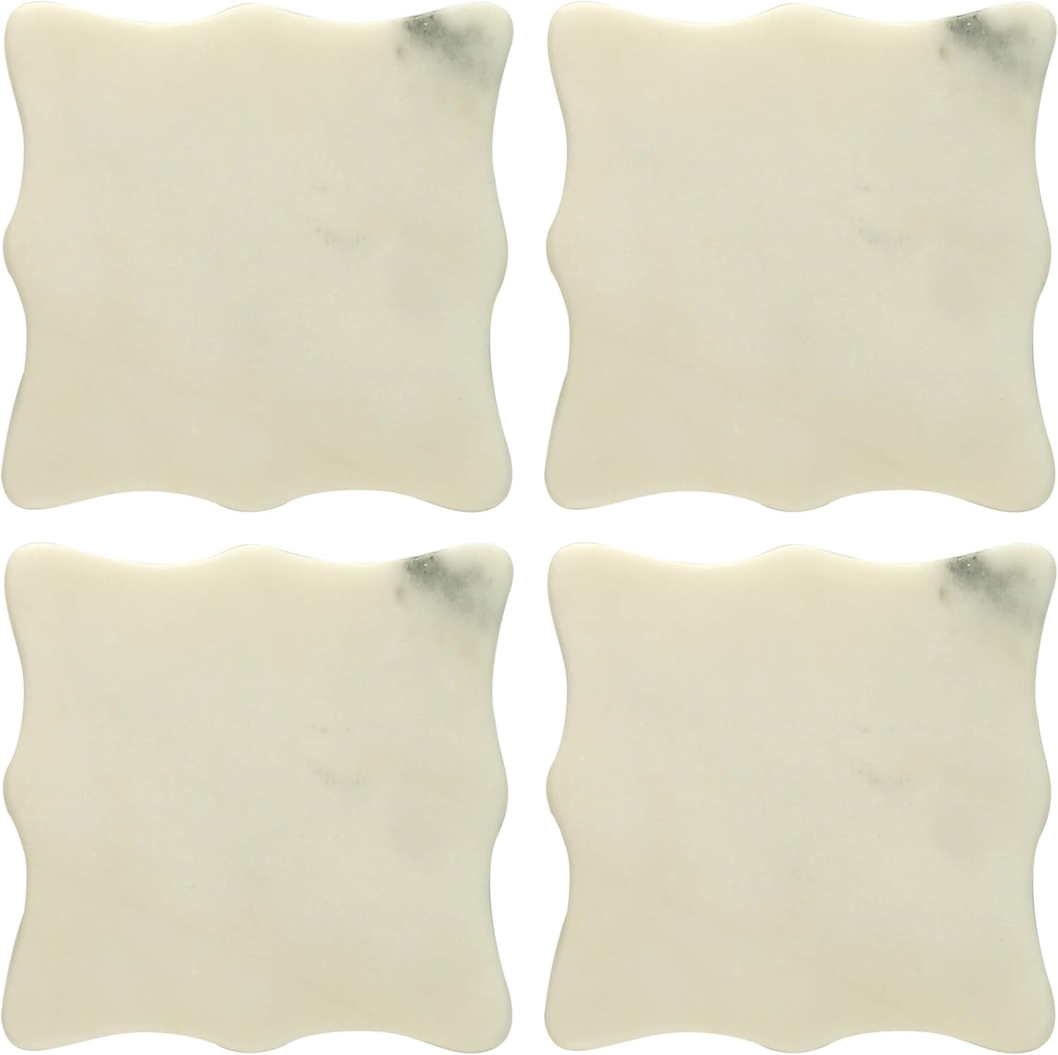 Thirstystone 4 Pack Natural Marble Square Coasters with Protective Cork Backing, Elegant, Luxourious, Easily Wipes Clean