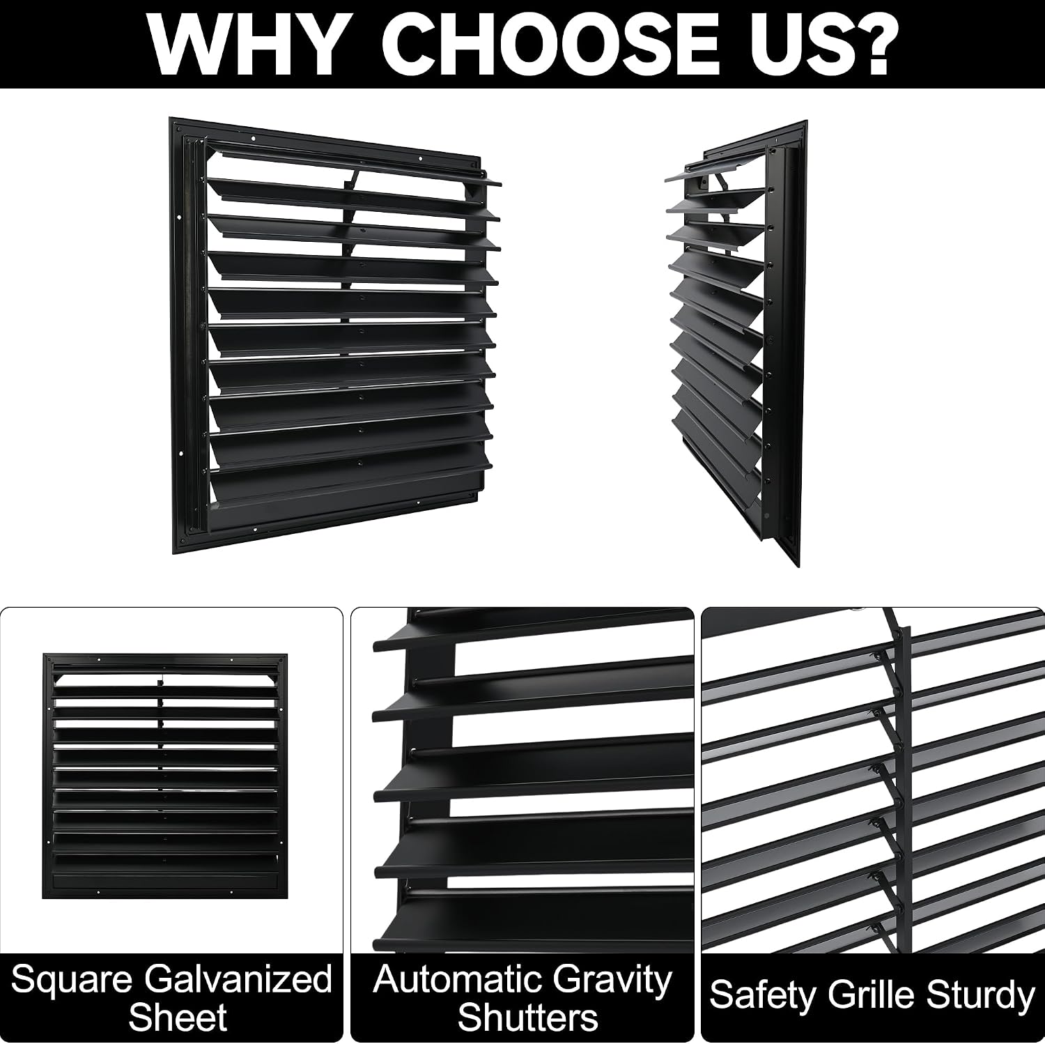20 Inch Aluminum Automatic Exhaust Shutter Louver Vent, 2Pcs | 2Pcs Aluminum Gravity Shutters Louver for Windows Outside, Home Attics, Greenhouse Vent