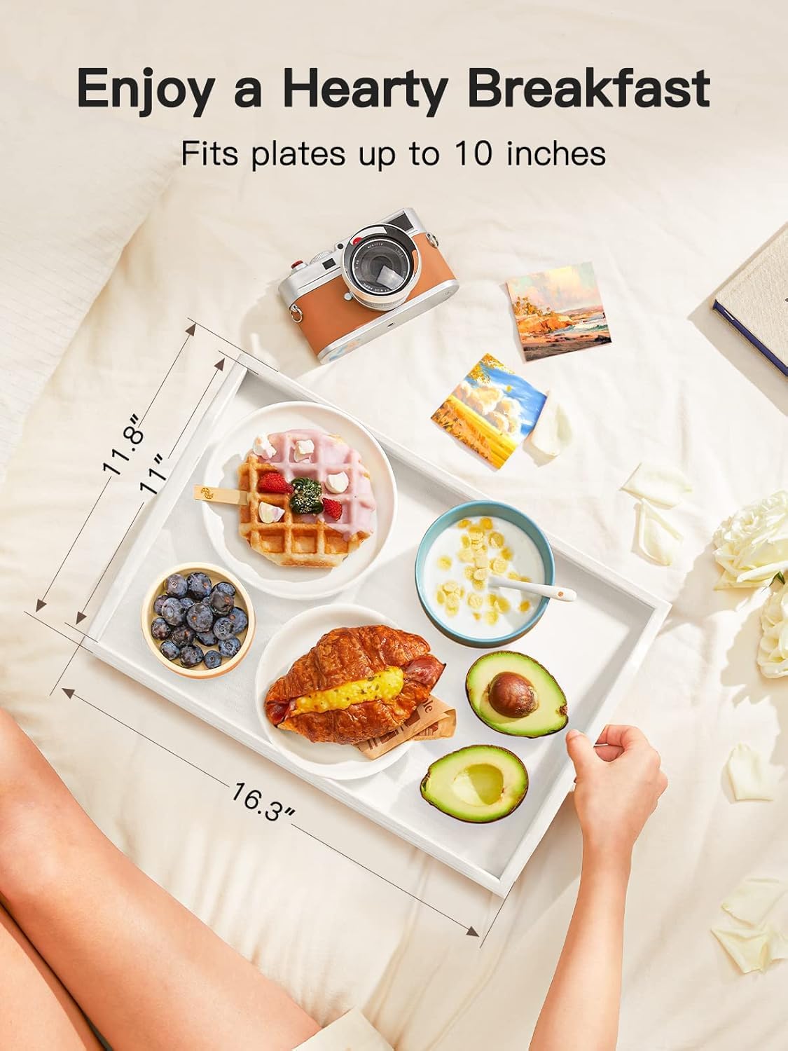 Bamboo Bed Tray Table with Foldable Legs, Breakfast Tray for Sofa, Bed, Eating, Working, Used As Laptop Desk Snack Tray by Pipishell
